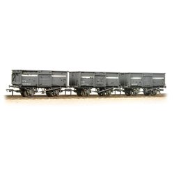Triple Pack 16 Ton Steel Mineral Wagons NCB Grey Weathered